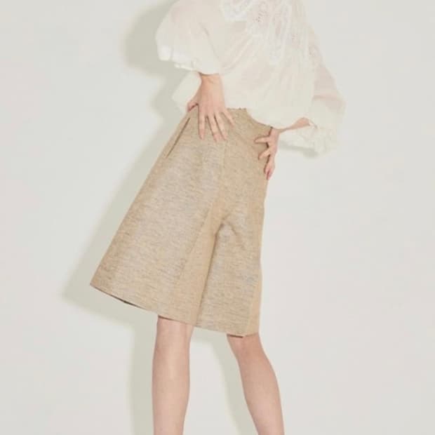 LANVIN 랑방 컬렉션 베이지 핀턱 하프 팬츠