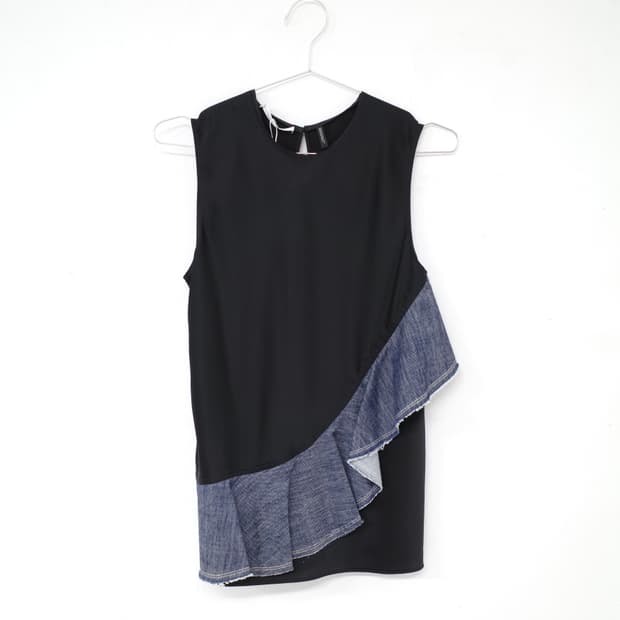 Helmut Lang Denim Ruffle Sleeveless