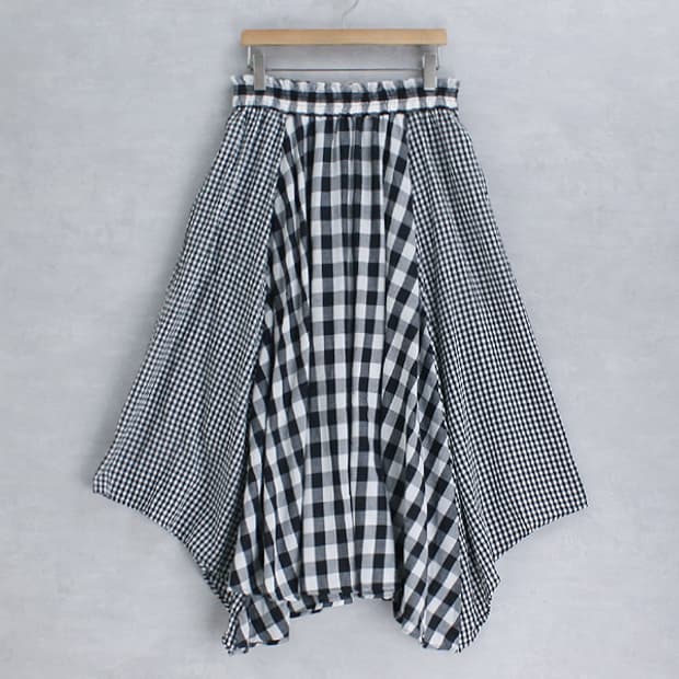kuu: _ gingham check band skirt