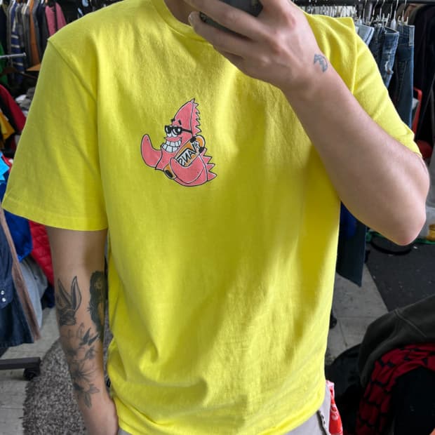 100 XL 반스 X 스펀지밥 형광 뚱이 반팔티