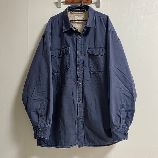 (2XL)리바이스 셰르파 라이닝 파스텔블루 셔츠 자켓