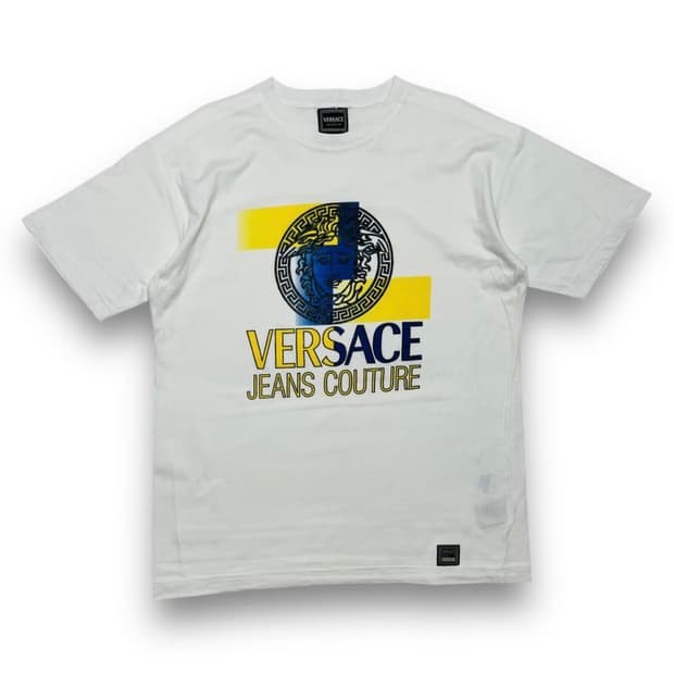 베르사체 90s 진스 꾸뛰르 메두사 화이트 반팔 티셔츠