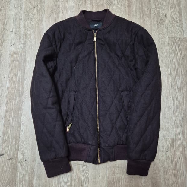 H&M 에이치앤엠 남성 다이아몬드 퀼팅 모직 블루종 자켓 S(90)