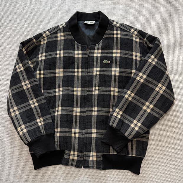 라코스테 올드스쿨 체크 블루종 자켓
