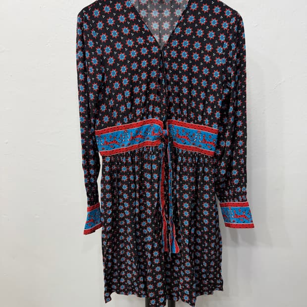 정품) 산드로 블랙 패턴 롱 원피스 36