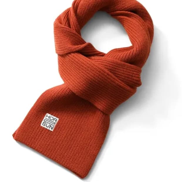 홀리선 스키프 슈퍼파인 울 니트 립 머플러 러스트 오렌지