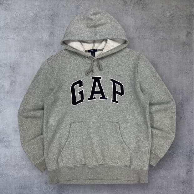 GAP 그레이 컬러 스펠아웃 빅로고 후드티