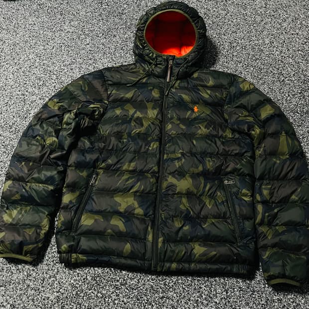 폴로 랄프로렌 카모 덕다운 패딩 M 미사용급