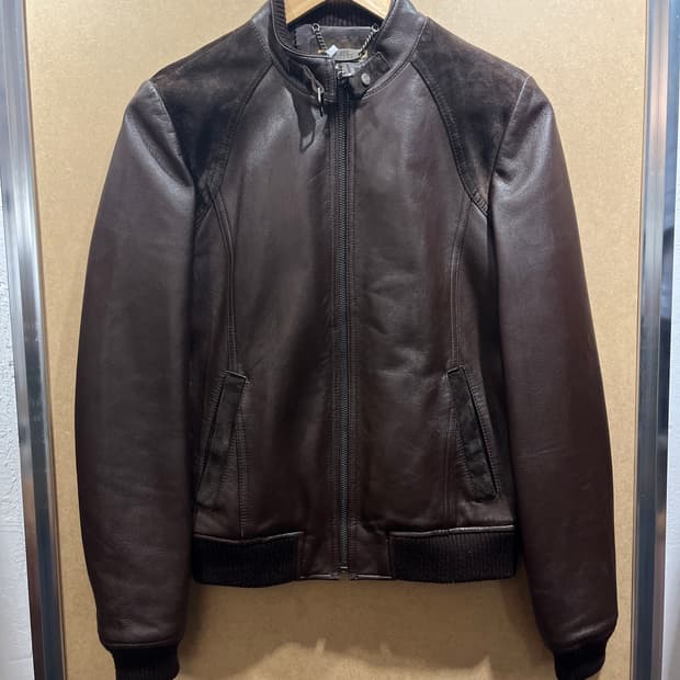 브라운 양가죽 싱글라이더 자켓