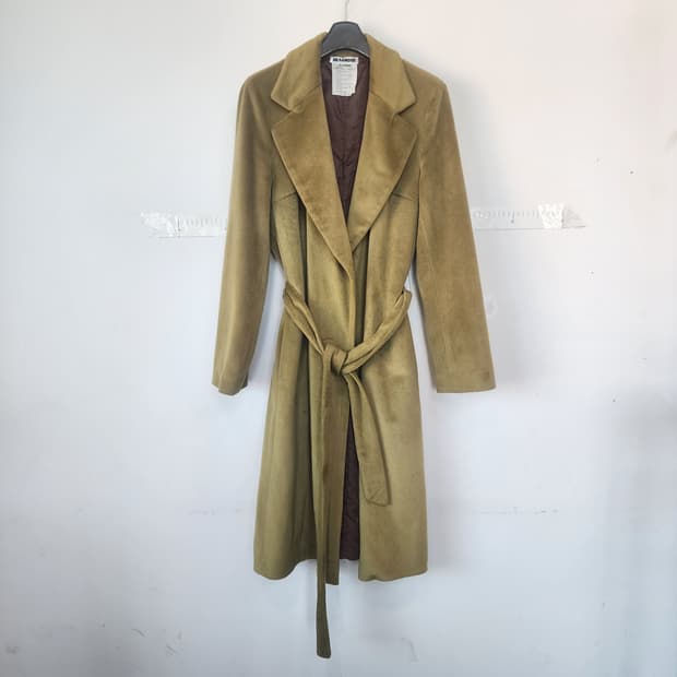 질샌더 벨티드 롱 코트 올리브그린