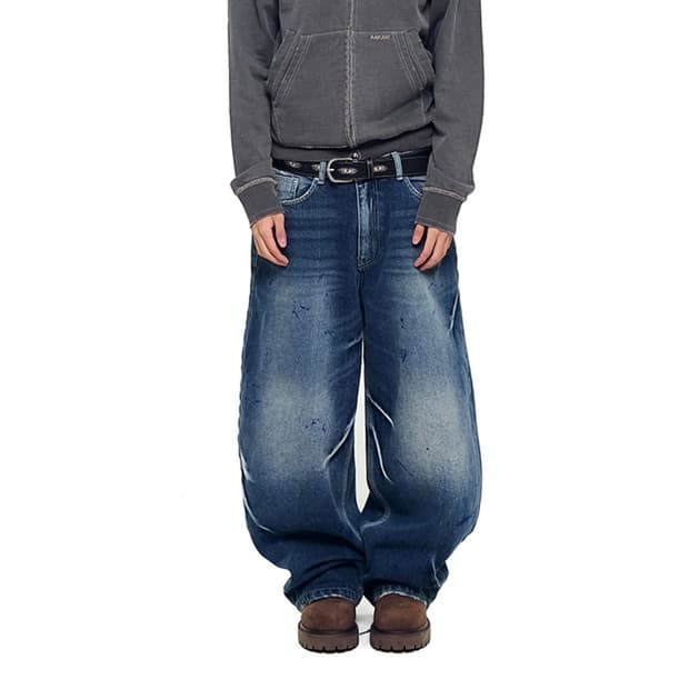 아캄 Paint Washed Denim Pants (Blue)