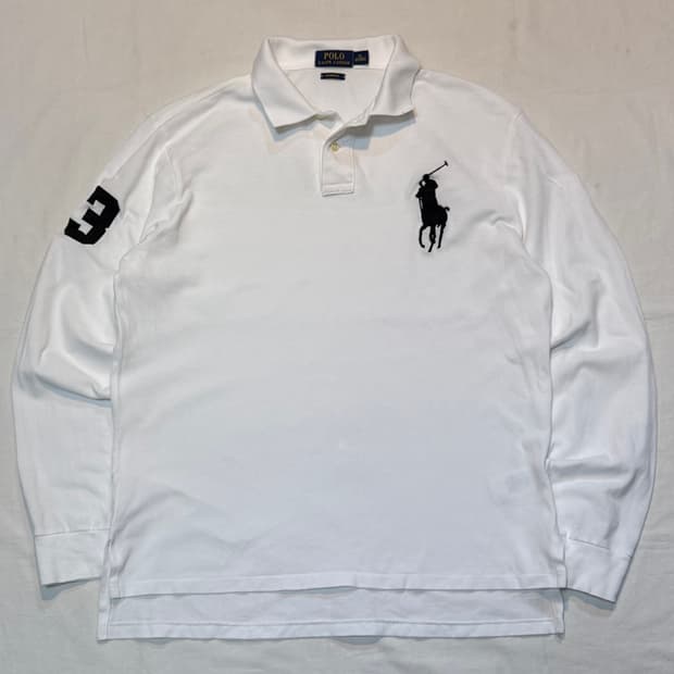 폴로 랄프로렌 빅포니 롱슬리브 카라티 화이트 블랙