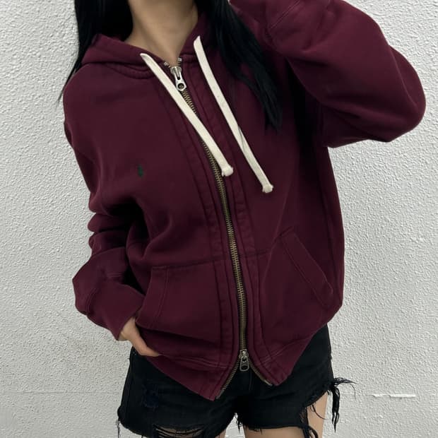 폴로 랄프로렌 그린포니 버건디 후드집업 L