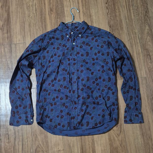 Beams heart 플라워 패턴 셔츠 블루