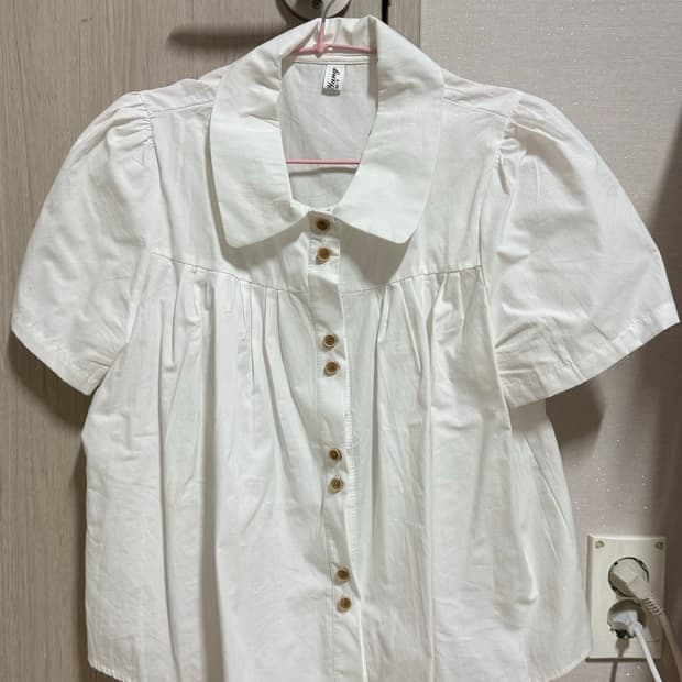 빈티지 모리걸 아이보리 우드 단츠 블라우스