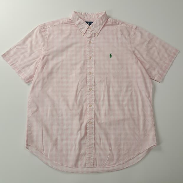 CK660 XL 폴로 00s 베이비핑크 깅엄체크 반팔 셔츠 남방