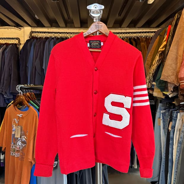 50-60s Virgin Wool 레터맨 가디건 스웨터 우먼스