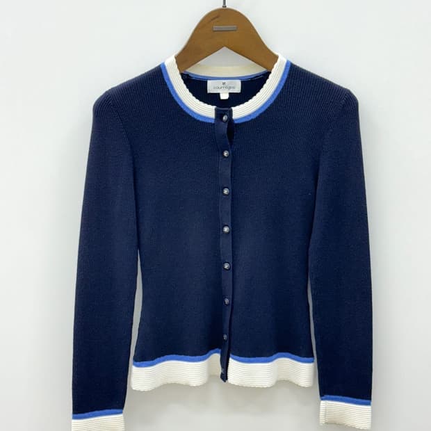 courreges / 꾸레쥬 네이비 골지 라운드 가디건 