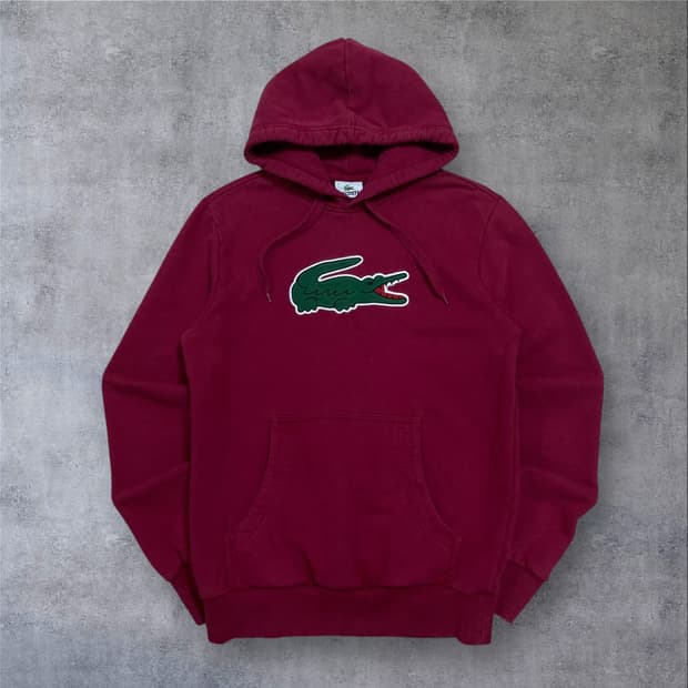 라코스테 빅로고 버건디 후드티