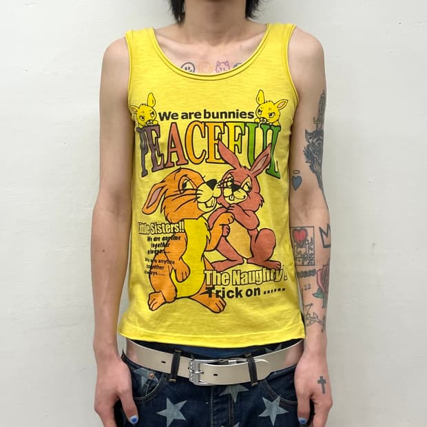 Animated bunny yellow sleeveless 