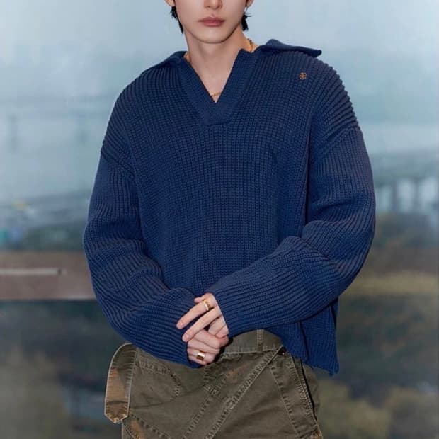 렉토 오픈카라 니트스웨터 S