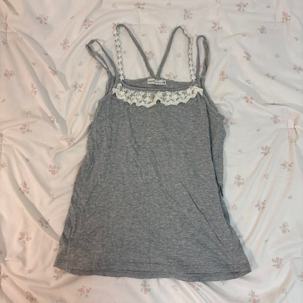 일본 빈티지 어쓰 뮤직 레이스 나시 그레이