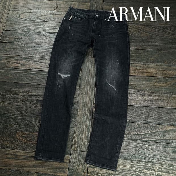 [아르마니] 슬림핏 흑청 블랙 데님 팬츠 P01516