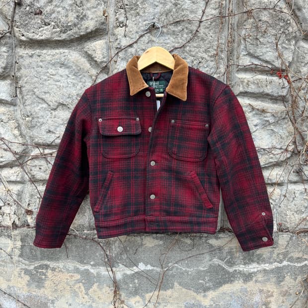 80s 폴로 랄프로렌 버팔로 체크 울 코듀로이 카라 덩가리 자켓