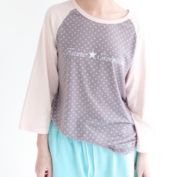 샵페어리 dot raglan sleeve top (pink) 