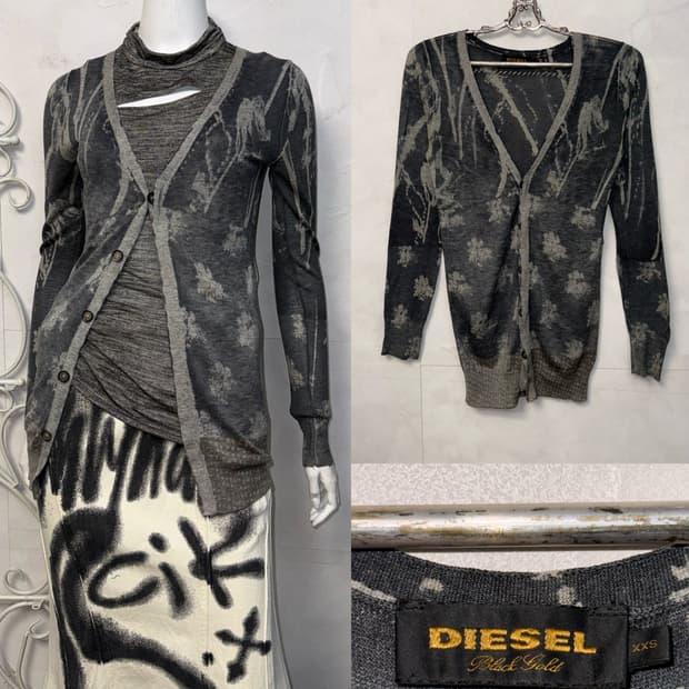DIESEL BLACK GOLD charcoal floral 가디건