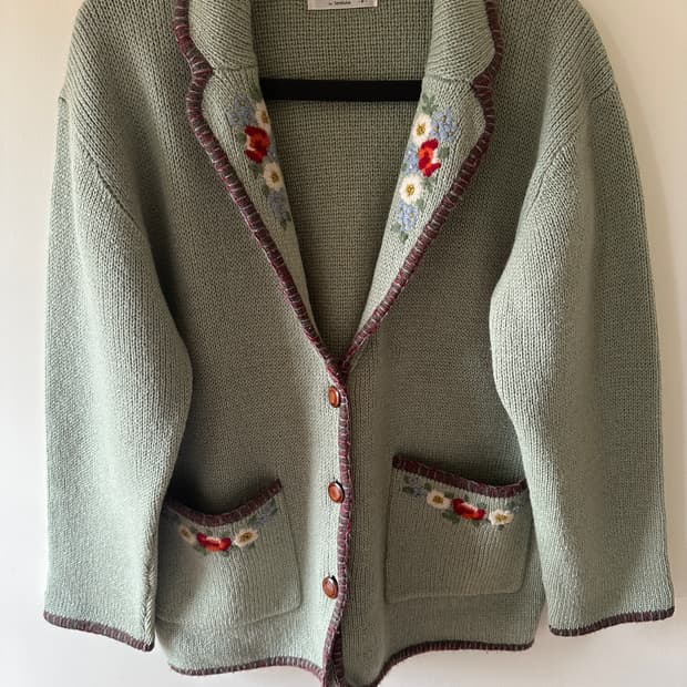 빈티지 꽃무늬 니트 자켓