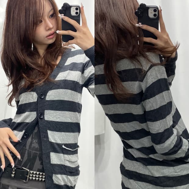 🎸블랙&그레이 스트라이프 가디건🎸