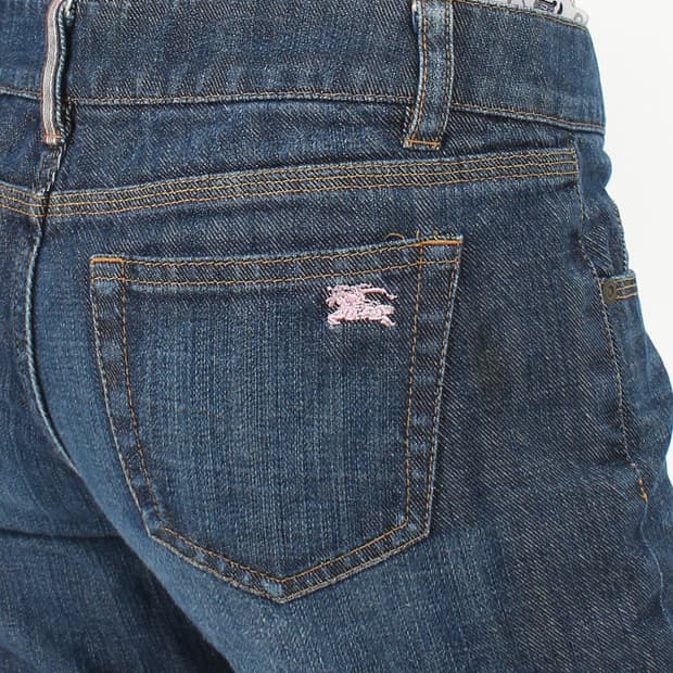 버버리 Burberry 빈티지 로고 자수 부츠컷 청바지 데님팬츠