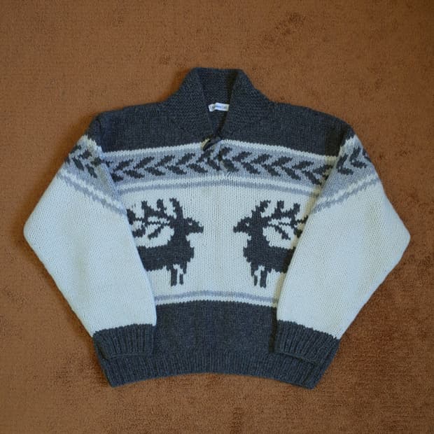 빈티지 헤비울 코위찬 니트