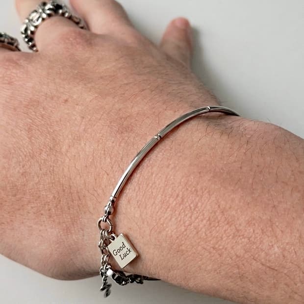 (핸드메이드) 행운 펜던트 써지컬스틸 레이어드 팔찌