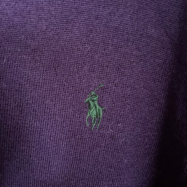 Polo Ralph Lauren 퍼플 그린포니 메리노울100 브이넥 니트