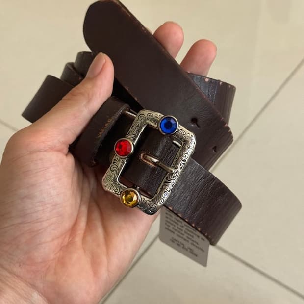 OIL LEATHER STUD'S BELT 디스코 버클 벨트