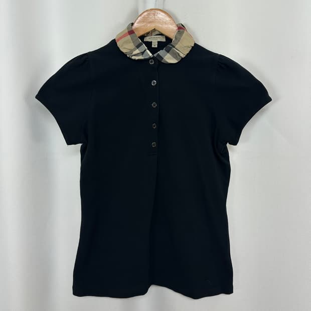 버버리 여자 면 카라 반팔티 검정 M (44추천)