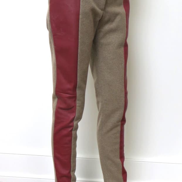 올드셀린 칼라 블록 울 레더 팬츠 40사이즈