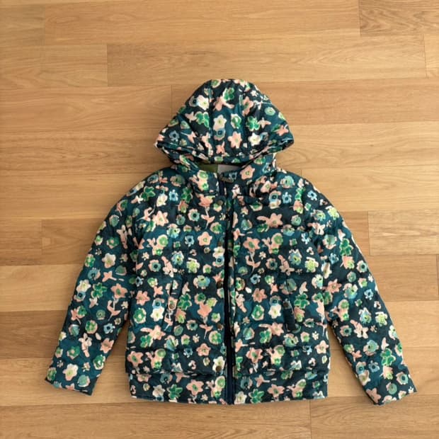 오일릴리 플라워 패턴 덕다운 패딩 L