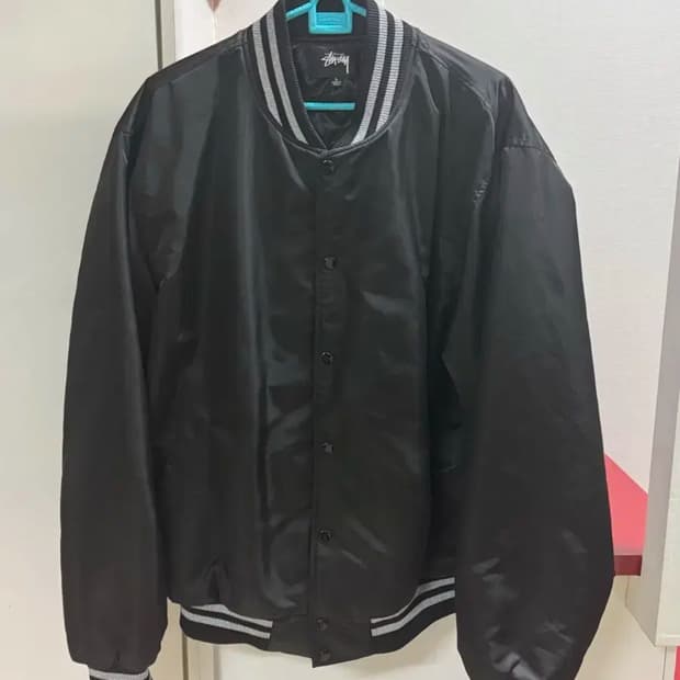 스투시 시퀸 사틴 자켓 블랙 L