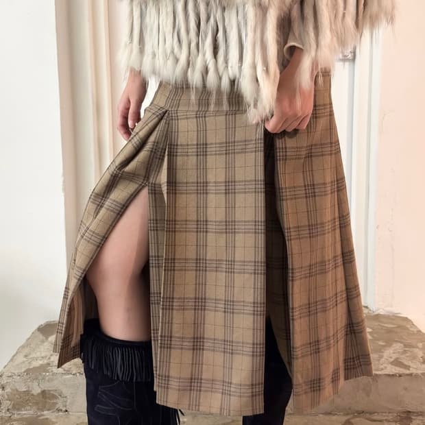 오라리 체크 스커트