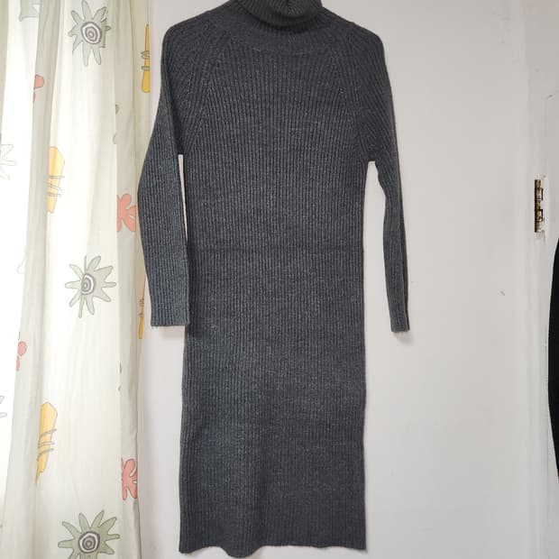 골지 니트 롱 원피스 그레이 F