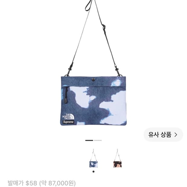 슈프림 x 노스페이스 블리치드 데님 프린트 숄더백 인디고 - 21FW