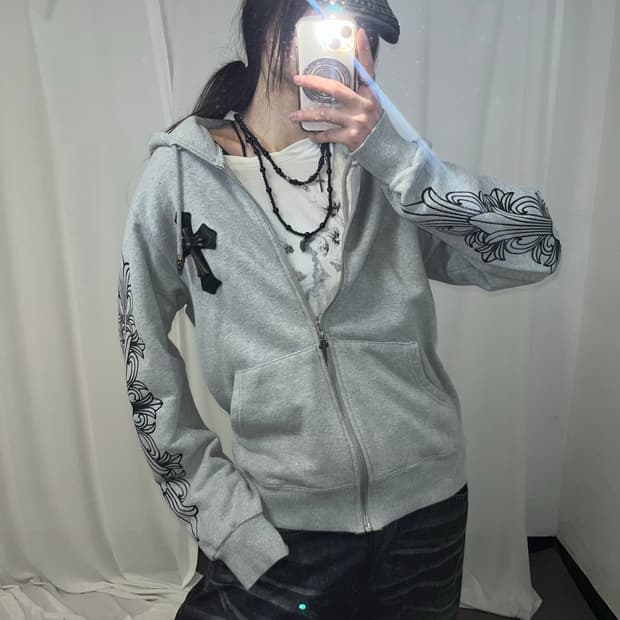 펑크 십자가 후드집업