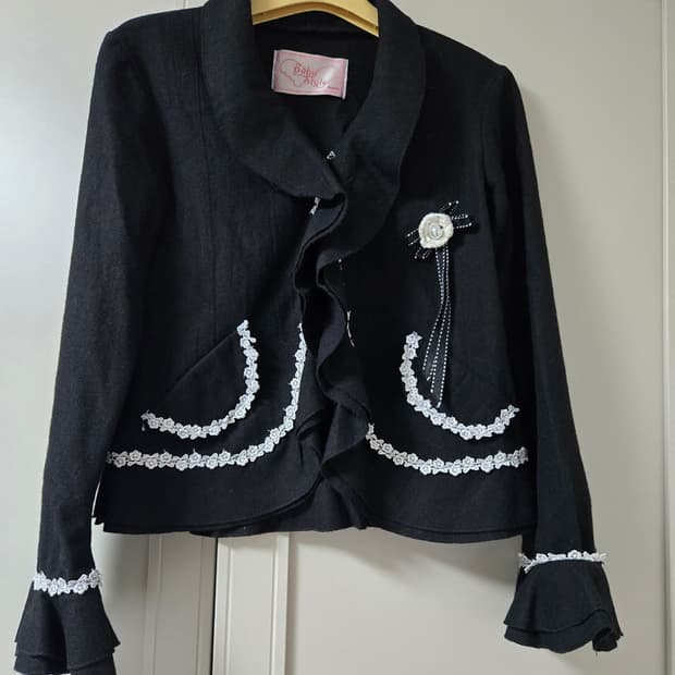 고딕 레이스 프릴 블랙 자켓 흑백 갸루 y2k