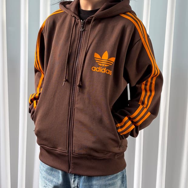 [L]아디다스 후드 플락 감귤 초코 트랙탑 져지