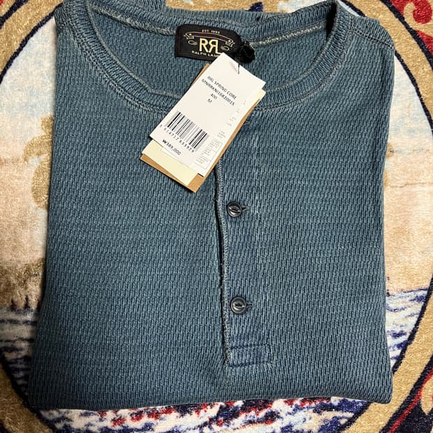 RRL 인디고 자카드 니트 헨리 더블알엘