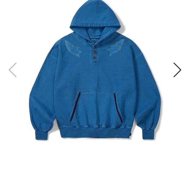 카락터 Garment Dyed Button Hoodie 피그먼트 블루01