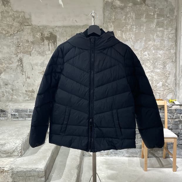 디젤 블랙 투 웨이 집업 덕 다운 경량 패딩
